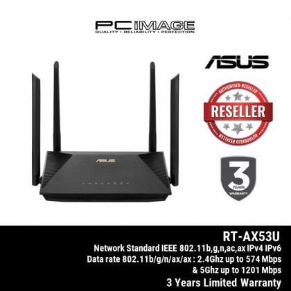 ASUS RT-AX53U AX1800 DUAL BAND SMART WIFI 6 ROUTER MU-MIMO