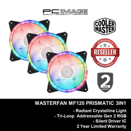 COOLER MASTER MF120 PRISMATIC 3 IN 1 FAN WITH RADIANT CRYSTALLINE LIGHTING EFFECT