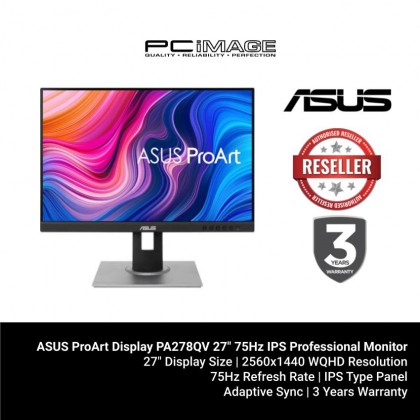 ASUS ProArt Display PA278QV Professional Monitor 27 INCH 2560X1440/5MS/75HZ/100%SRGB/MINI DP/HDMI/DVI/USB/IPS/3YW ASUS ProArt Display PA278QV Professional Monitor 27 INCH 2560X1440/5MS/75HZ/100%SRGB/MINI DP/HDMI/DVI/USB/IPS/3YW