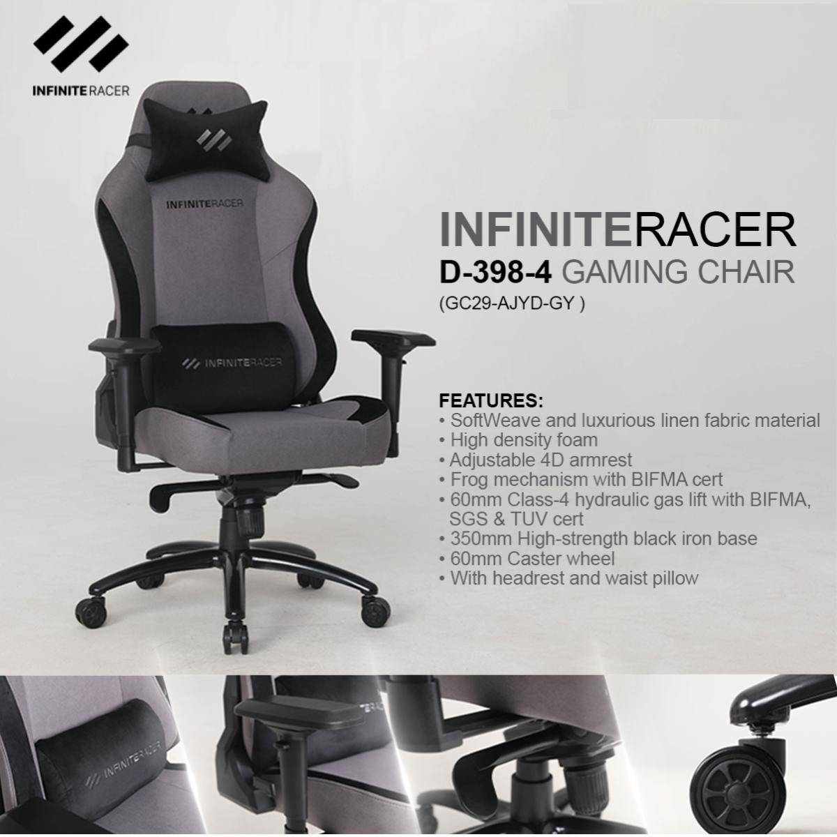 INFINITE RACER SPINEFIX GEN 2 SERIES D3984 Gaming Chair 4D Armrest