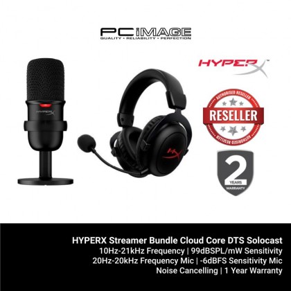 HYPERX Streamer Bundle Cloud Core DTS Headset with Solocast Microphone HYPERX Streamer Bundle Cloud Core DTS Headset with Solocast Microphone