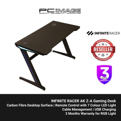 INFINITE RACER AK Z-A Gaming Table - 1.4M Length, 1.8CM Thickness, RGB Light, Cable Organizer, USB Charging