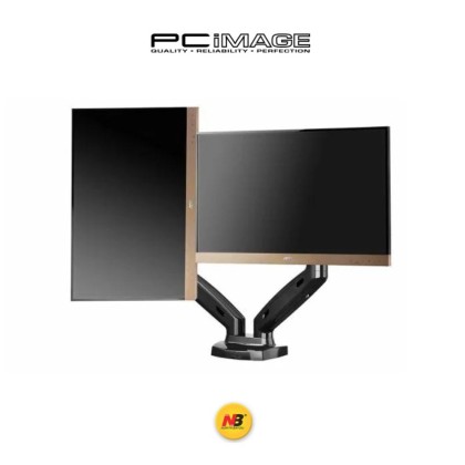 NB NORTH BAYOU F160 DUAL MONITOR ARM GAS-STRUT FLEXI MOUNT 360 DEGREE ROTATABLE FOR 17" - 27", UP TO 9KG