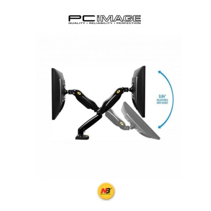 NB NORTH BAYOU F160 DUAL MONITOR ARM GAS-STRUT FLEXI MOUNT 360 DEGREE ROTATABLE FOR 17" - 27", UP TO 9KG