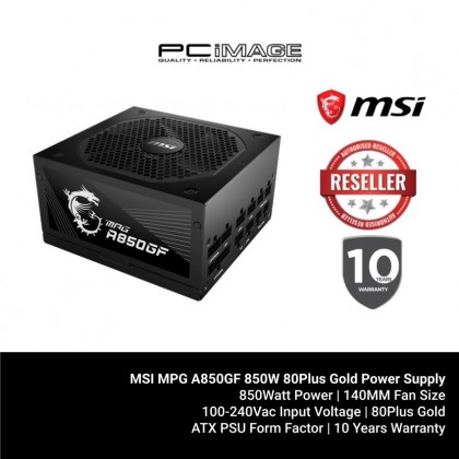 MSI MPG A850GF 850W 80Plus Gold Power Supply MSI MPG A850GF 850W 80Plus Gold Power Supply