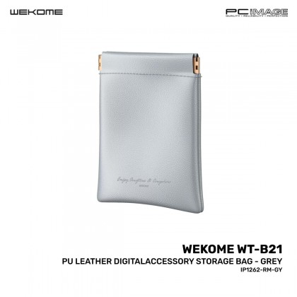 WEKOME WT-B21 PU Leather Digital Accessory Storage Bag Grey