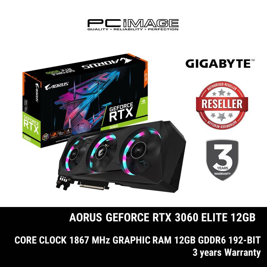 GIGABYTE GEFORCE RTX 3060 AORUS ELITE 12GB GDDR6 192BIT GRAPHIC CARD ...