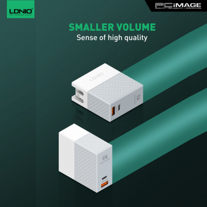 LDNIO A2620C 1 PD + 1 QC3.0 Fast Charge 65W Charger with Type-C to Type-C Cable White