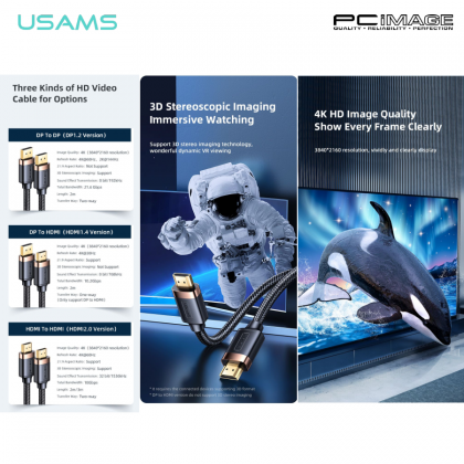 USAMS US-SJ529 U74 4K HD HDMI to HDMI 2.0 Cable 3M Black