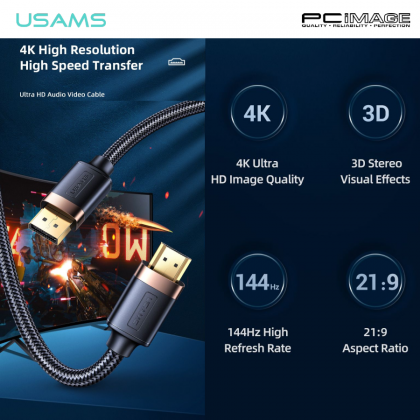 USAMS US-SJ529 U74 4K HD HDMI to HDMI 2.0 Cable 3M Black