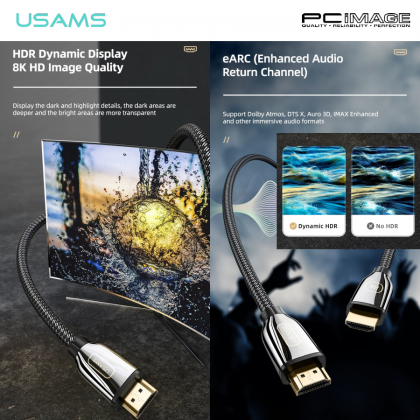 USAMS US-SJ498 U67 8K Ultra HD HDMI to HDMI 2.1 Cable 3M Black