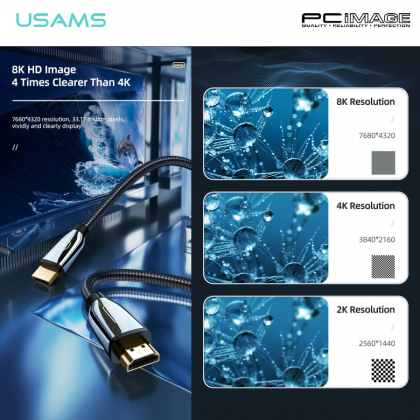 USAMS US-SJ499 U67 8K Ultra HD HDMI to HDMI 2.1 Cable 5M Black