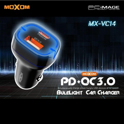 MOXOM MX-VC14 Bulelight PD + QC3.0 Car Charger 20W Black
