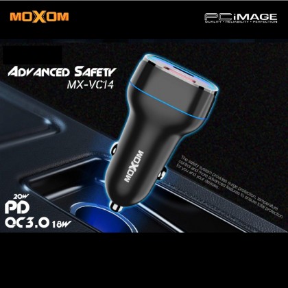 MOXOM MX-VC14 Bulelight PD + QC3.0 Car Charger 20W Black