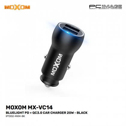 MOXOM MX-VC14 Bulelight PD + QC3.0 Car Charger 20W Black