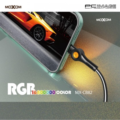 MOXOM MX-CB82 Colored LED Data Cable 3A 1M Black