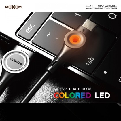 MOXOM MX-CB82 Colored LED Data Cable 3A 1M Black