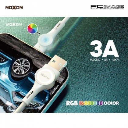 MOXOM MX-CB82 Colored LED Data Cable 3A 1M Black