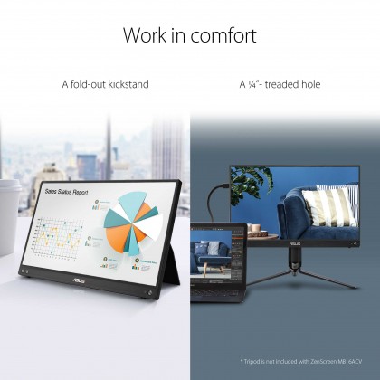 ASUS ZENSCREEN MB165B 15.6"[1366X768] / MB16ACV 15.6"[1920X1080] 60HZ/USB/3YEAR WARRANTY