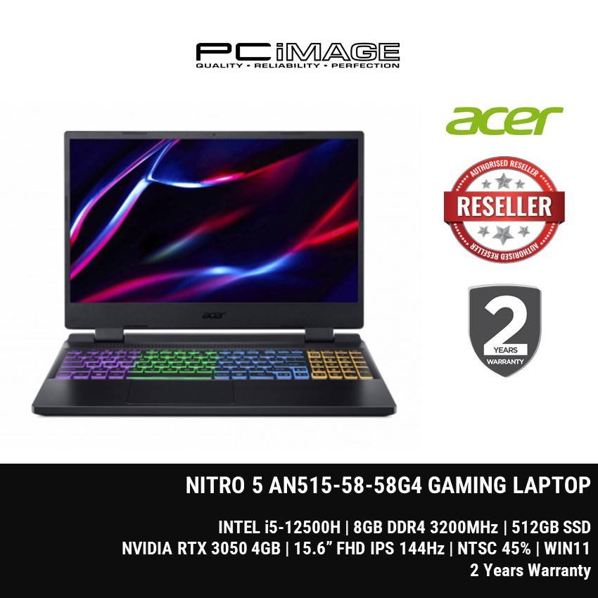 ACER NITRO 5 AN515-58-58G4 (I5-12500H/8GB DDR4 3200/512GB SSD/RTX3050 ...