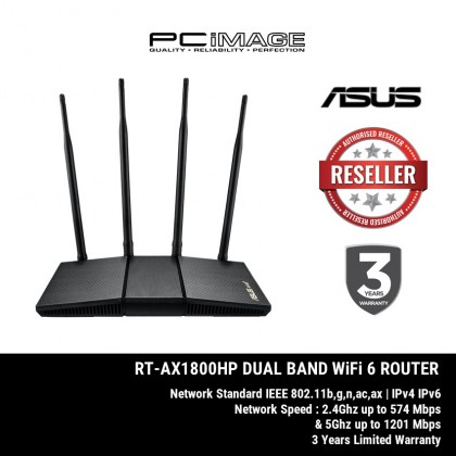 ASUS RT-AX1800HP DUAL BAND SMART WIFI 6 ROUTER (SUPPORT MU-MIMO, OFDMA, AIPROTECTION & AIMESH COMPATIBLE)