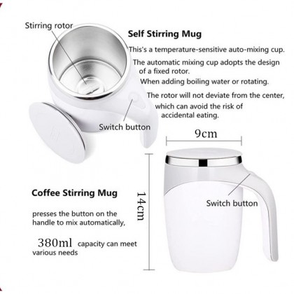380ML AUTOMATIC MAGNETIC STIRRING MUG 304 STAINLESS STEEL