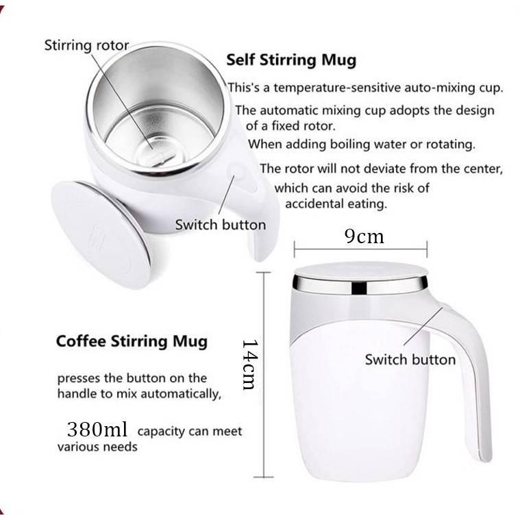 380ML AUTOMATIC STIRRING MUG 304 STAINLESS STEEL PC Image