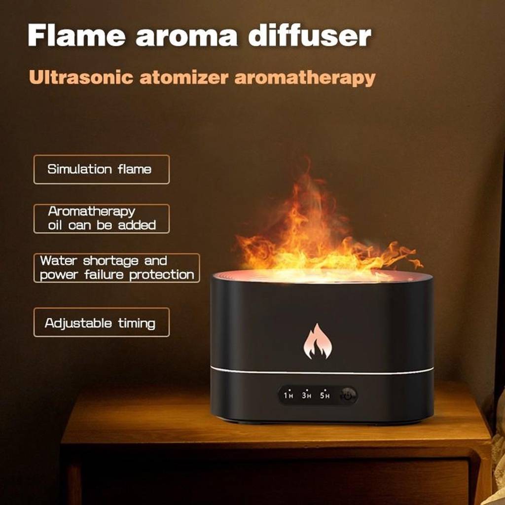 225ML FLAME NIGHT LIGHT AROMATHERAPY DIFFUSER PC IMAGE