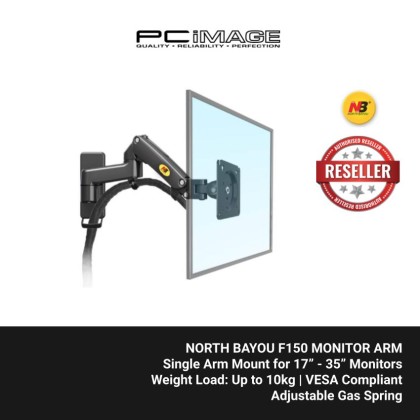 NB NORTH BAYOU F150 GAS STRUT FLEXI WALL MONITOR MOUNT ARM FOR 17"-35" , UP TO 10KG EACH