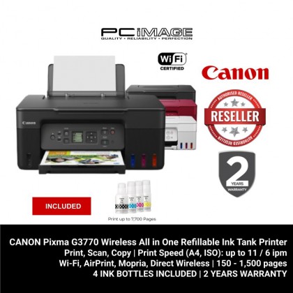 CANON Pixma G3770 Wireless All in One Refillable Ink Tank Printer (Print, Scan, Copy, Wireless) + FREE RM50 TNG