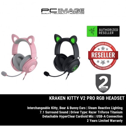 RAZER KRAKEN KITTY V2 PRO WIRED RGB HEADSET WITH INTERCHANGEABLE EARS