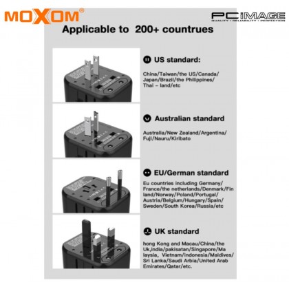 MOXOM MX-HC120 Global Travel Adapter Black