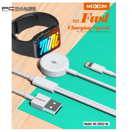 MOXOM MX-CB153 2in1 Magnetic Watch & Lightning Cable 1Meter White