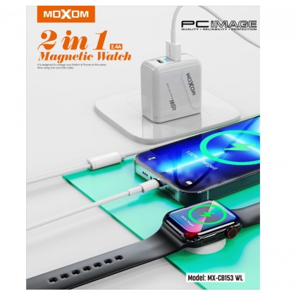 MOXOM MX-CB153 2in1 Magnetic Watch & Lightning Cable 1Meter White
