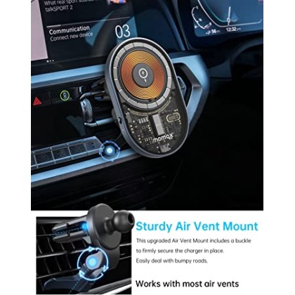 MOMAX CM20E Q.MAG MOUNT 3 MAGNETIC 15W WIRELESS CHARGING CAR MOUNT MOMAX CM20E Q.MAG MOUNT 3 MAGNETIC 15W WIRELESS CHARGING CAR MOUNT