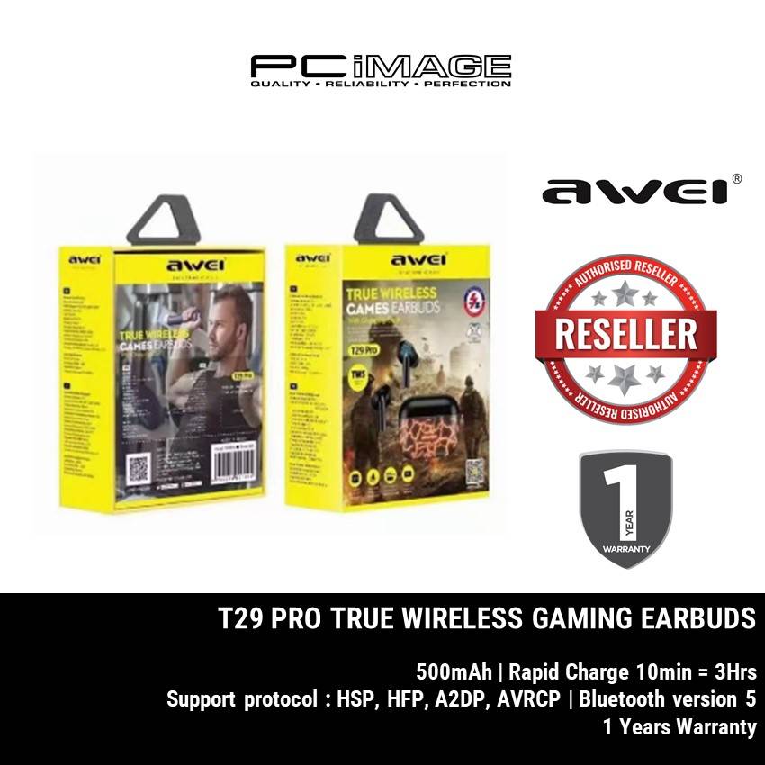 AWEI T29 PRO TRUE WIRELESS GAMING BLUETOOTH EARBUDS | PC Image Malaysia