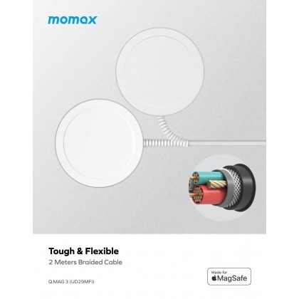 MOMAX UD29MFI MagSafe Wireless Fast Charger (MFI) 2M - Dark Grey