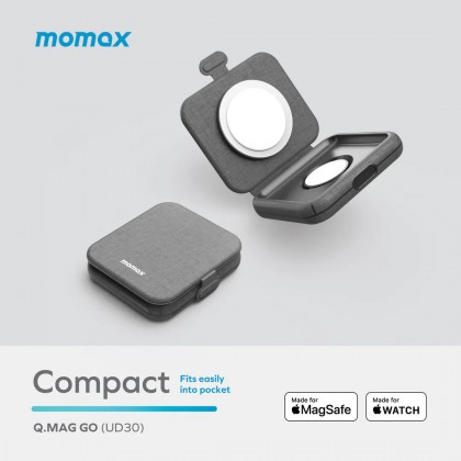 MOMAX UD30MFIE Q.Mag Go Folding MageSafe 2-in-1 Wireless Charger Grey MOMAX UD30MFIE Q.Mag Go Folding MageSafe 2-in-1 Wireless Charger Grey