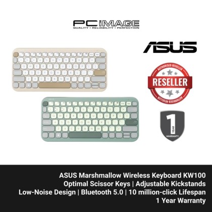 ASUS Marshmallow Keyboard KW100 (Wireless, Adjustable Kickstands, Low Noise Keystroke, Bluetooth 5.0)