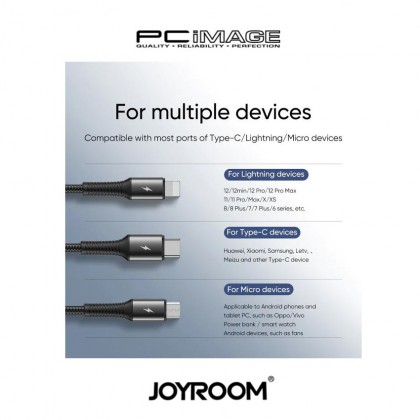 JOYROOM S-01530G9 3 IN 1 CHARGING CABLE 3.5A 15CM 