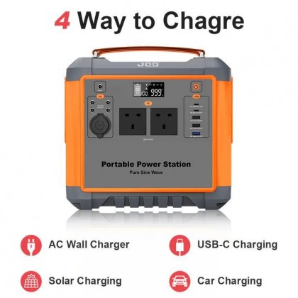 JQB FUSION 1000W POWER STATION WITH LED LIGHT - 716.8WH / 224000MAH / 2 AC 1000W / 10KG / 5YW