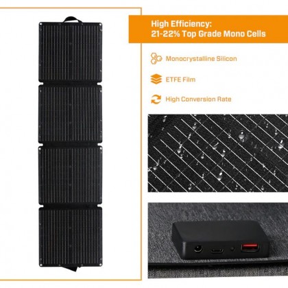 JQB SUNWAVE 110W FOLDABLE SOLAR PANEL - FS 400*390MM / OS 1560*400MM / 2.5KG / 5V 3.4A / 2YW