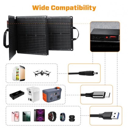 JQB SUNWAVE 110W FOLDABLE SOLAR PANEL - FS 400*390MM / OS 1560*400MM / 2.5KG / 5V 3.4A / 2YW