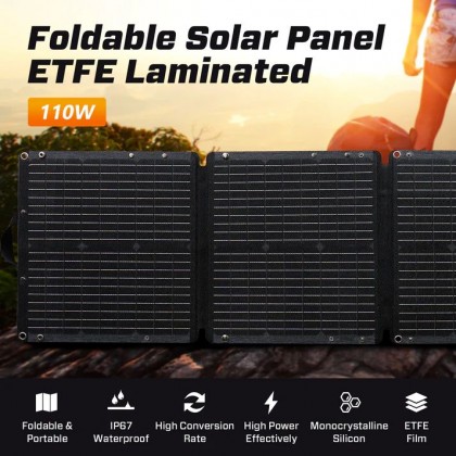 JQB SUNWAVE 110W FOLDABLE SOLAR PANEL - FS 400*390MM / OS 1560*400MM / 2.5KG / 5V 3.4A / 2YW
