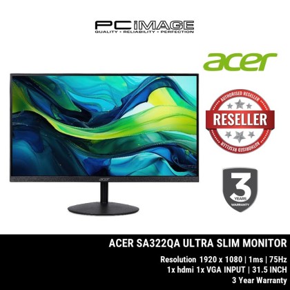 ACER SA322QABI MONITOR (31.5"/1920X1080/1MS/75HZ/VGA/HDMI/IPS/3YEARS WARRANTY)