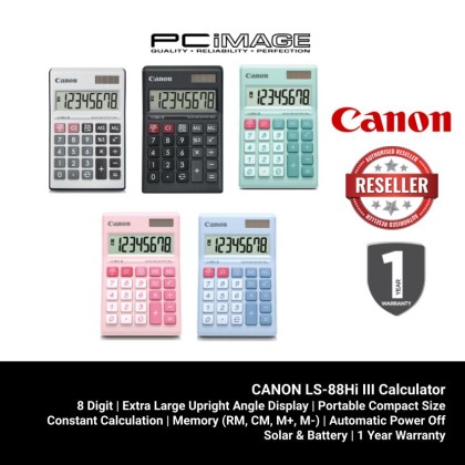 CANON LS-88Hi III 8 Digits Desktop Calculator - Popular mini desktop model with extra large display CANON LS-88Hi III 8 Digits Desktop Calculator - Popular mini desktop model with extra large display