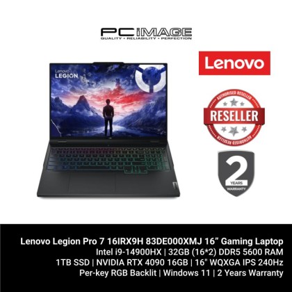 LENOVO Legion Pro 7 83DE000XMJ 16" Gaming Laptop Black (i9-14900HX, 32GB DDR5, 1TB SSD, RTX4090 16GB, Win11H)