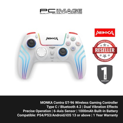 MONKA CONTRA GT-96 WIRELESS GAMING GAMEPAD WITH RGB LIGHT FOR PS54 / PS3 / ANDROID / PC / IOS 13+ / 900MAH / 1YW