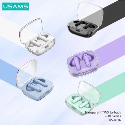 USAMS US-BE16 BE SERIES TRANSPARENT TWS EARBUDS - BT5.3 / PT 6H / CT 3H / 300MAH / 1YW