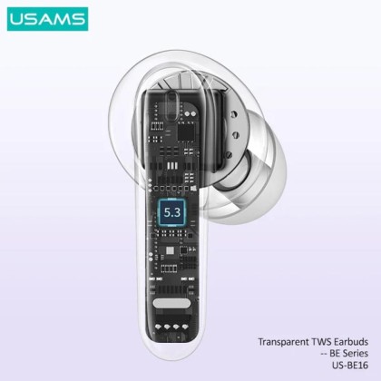 USAMS US-BE16 BE SERIES TRANSPARENT TWS EARBUDS - BT5.3 / PT 6H / CT 3H / 300MAH / 1YW